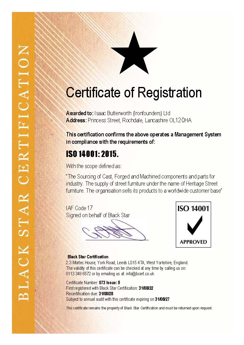 ISO14001:2015 Certificate of Registration